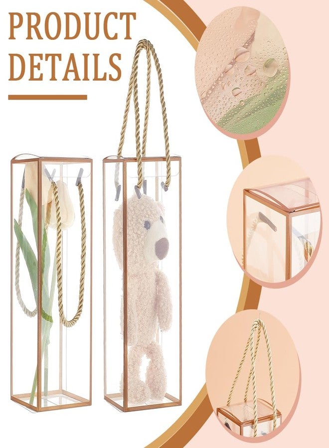 BENECREAT 10 Sets Transparent Plastic Gift Box, 2.8x2.8x8.3 Inch Clear PET Plastic Favor Box, Rectangle Candy Box with Golden Borders and Cord for Bridal Gift Wrapping Packaging - Image 4